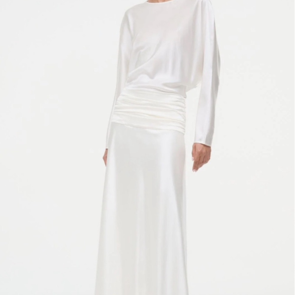 STAUD Freda Silk Dress Ivory